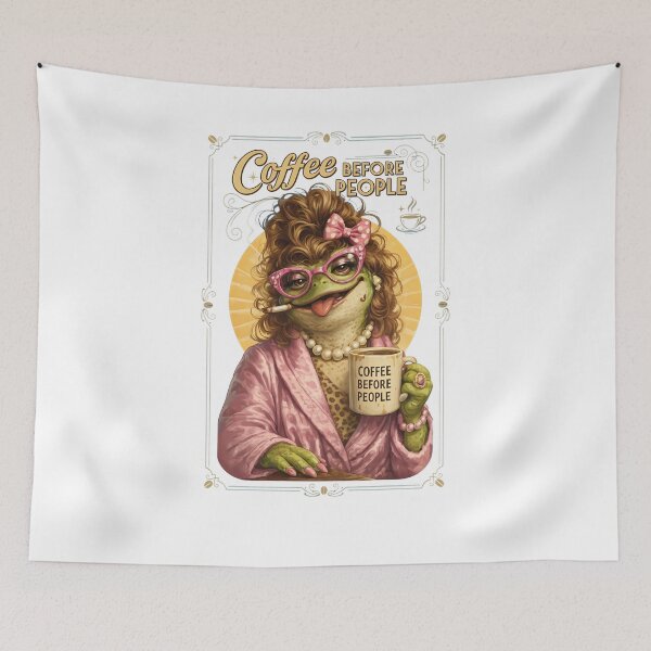 Item preview, Coffee Before People Frog Vintage Lady  designed and sold by msolgray.