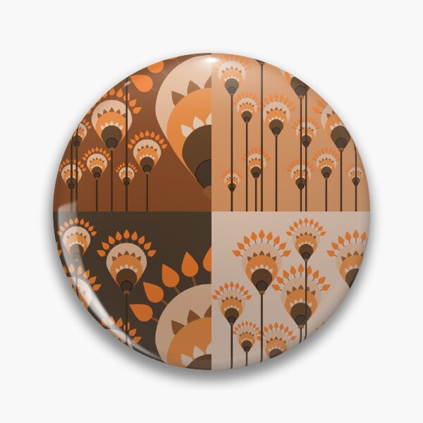 Item preview, Retro Style Geometric Floral Pattern in Warm Terracotta Tones designed and sold by PowerAntShop.