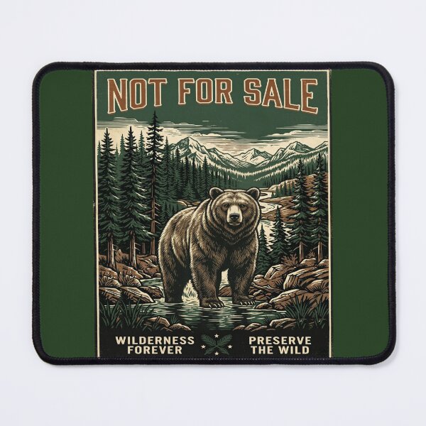 Item preview, Grizzly Bear Art — Wilderness Is Not For Sale — Conservation Print designed and sold by MālamaThreads.