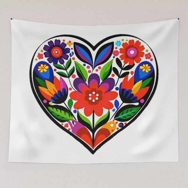 Item preview, Folk Flower Heart designed and sold by ViaARTfactory.