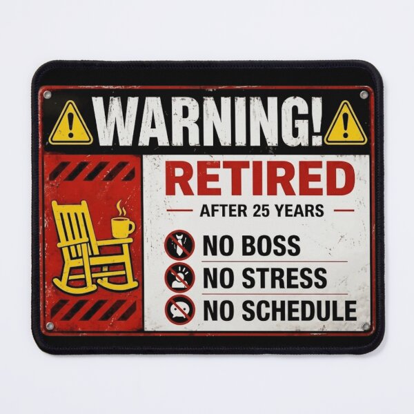 Item preview, Funny Retired Warning Sign No Boss No Stress After 25 Years designed and sold by haitrieuic96.
