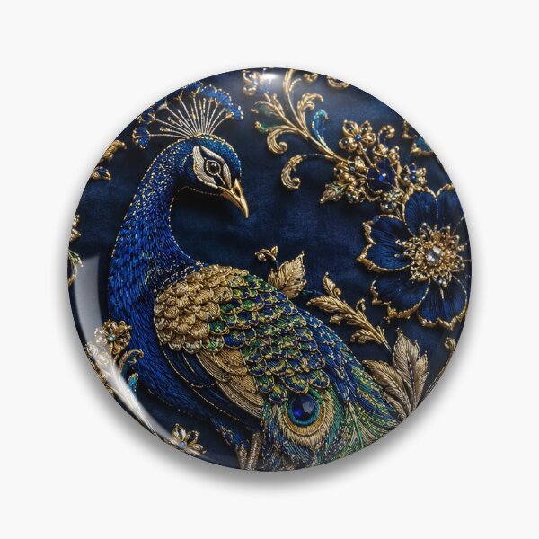 Item preview, Luxury Peacock Embroidery Pattern Sticker | Royal Blue & Gold Aesthetic Ornamental Design designed and sold by KeerthiCuteFind.