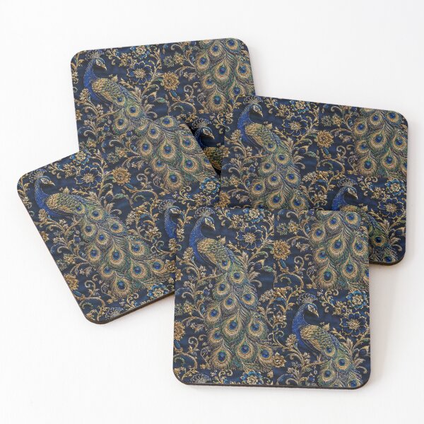 Item preview, Luxury Peacock Embroidery Pattern Sticker | Royal Blue & Gold Aesthetic Ornamental Design designed and sold by KeerthiCuteFind.