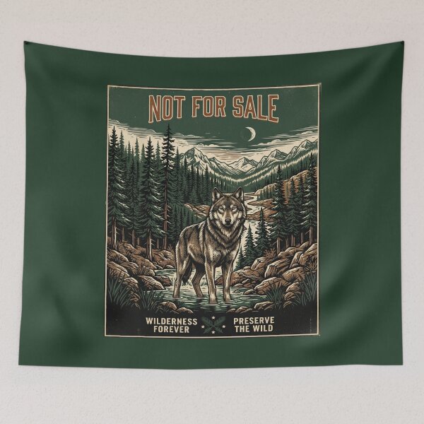 Item preview, Wolf Art Print — Wilderness Is Not For Sale — Conservation Wildlife designed and sold by MālamaThreads.