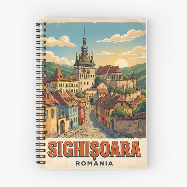 Item preview, Sighișoara Romania Vintage Travel Poster designed and sold by Ar0undTheW0rld.