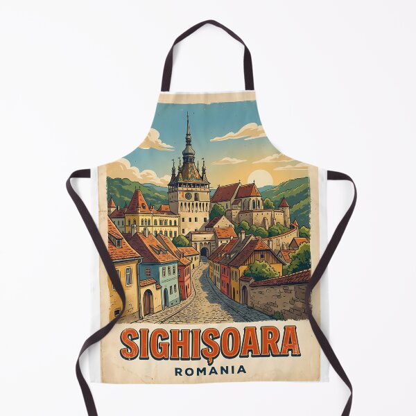 Item preview, Sighișoara Romania Vintage Travel Poster designed and sold by Ar0undTheW0rld.