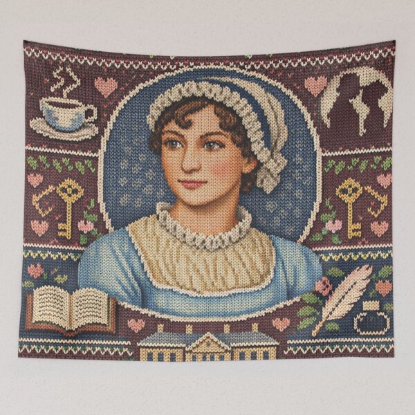 Item preview, Jane Austen portrait in classic English knitting pattern designed and sold by Mauswohn.
