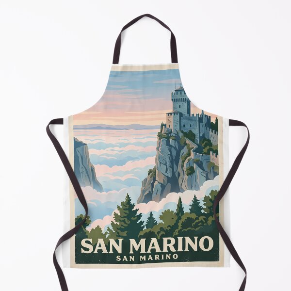 Item preview, San Marino Vintage Travel Poster | Retro Cliffside Castle Wall Art designed and sold by Ar0undTheW0rld.