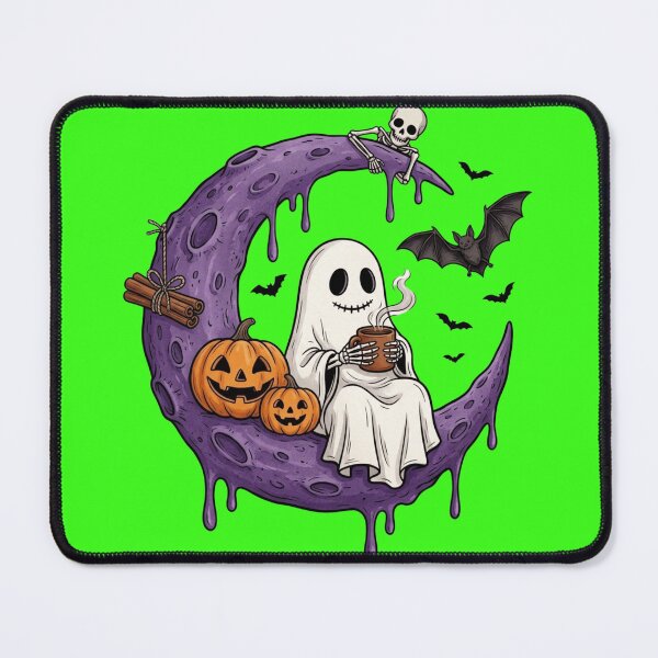 Item preview, Spooky Cute Ghost Drinking Coffee Moon designed and sold by Art-spree.