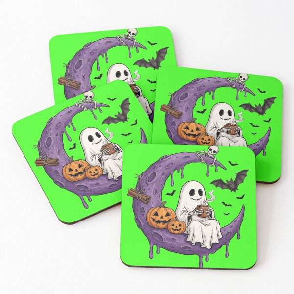 Item preview, Spooky Cute Ghost Drinking Coffee Moon designed and sold by Art-spree.