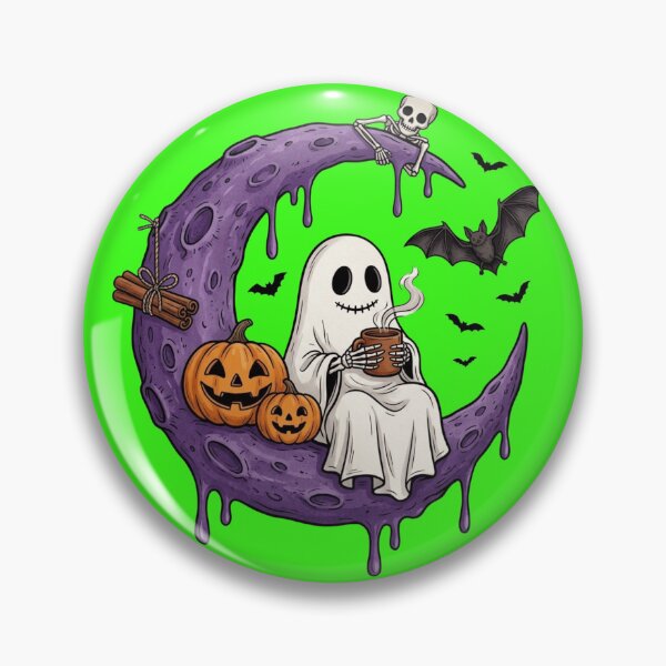 Item preview, Spooky Cute Ghost Drinking Coffee Moon designed and sold by Art-spree.