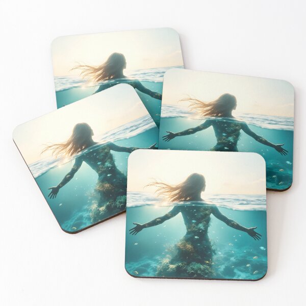 Item preview, Ocean Goddess World Ocean Day Coral Reef Art Print designed and sold by DreamyWallVibes.