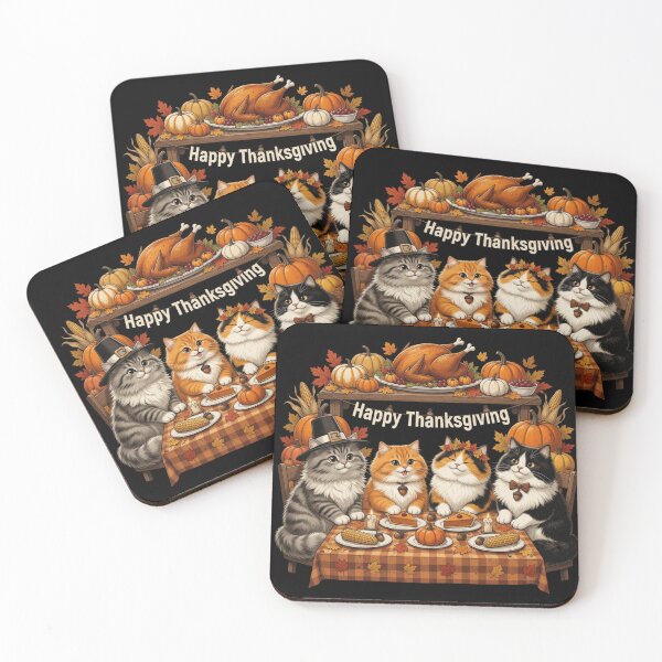 Item preview, Funny Thanksgiving Cats Dinner Feast Vintage Fall designed and sold by CF_VintageDesign.