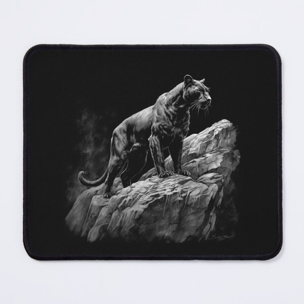 Item preview, Black Panther on Rocky Cliff Wildlife Art designed and sold by inkoutninja.