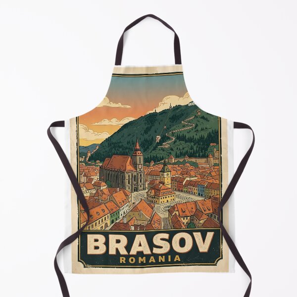 Item preview, Brasov Romania Vintage Travel Poster designed and sold by Ar0undTheW0rld.