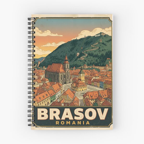 Item preview, Brasov Romania Vintage Travel Poster designed and sold by Ar0undTheW0rld.