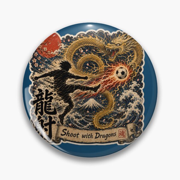 Item preview, Shoot with Dragons – Japanese Ukiyo-e Soccer Dragon Sticker Art designed and sold by Locker39.