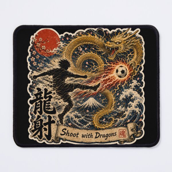 Item preview, Shoot with Dragons – Japanese Ukiyo-e Soccer Dragon Sticker Art designed and sold by Locker39.