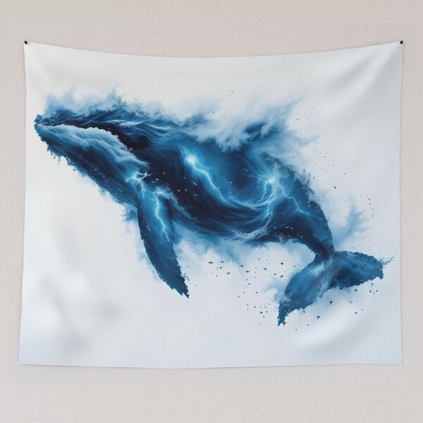 Item preview, Storm Whale Lightning World Ocean Day Art Print designed and sold by DreamyWallVibes.