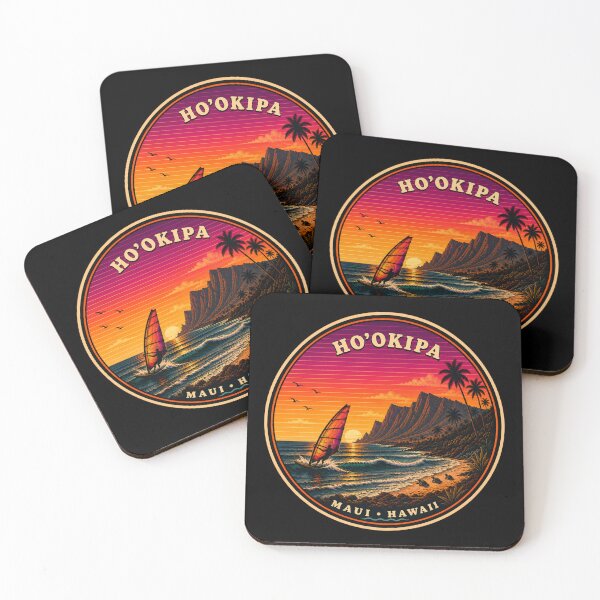 Item preview, Ho'okipa Beach Maui Retro Sunset Badge designed and sold by Swanny's Custom T-shirt and Gift Designs.