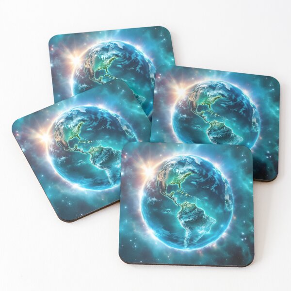 Item preview, Glowing Earth Nebula World Ocean Day Space Art Print designed and sold by DreamyWallVibes.