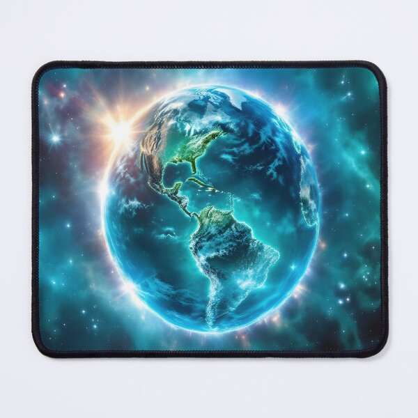 Item preview, Glowing Earth Nebula World Ocean Day Space Art Print designed and sold by DreamyWallVibes.