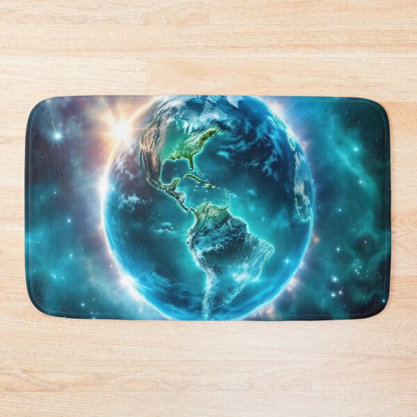 Item preview, Glowing Earth Nebula World Ocean Day Space Art Print designed and sold by DreamyWallVibes.