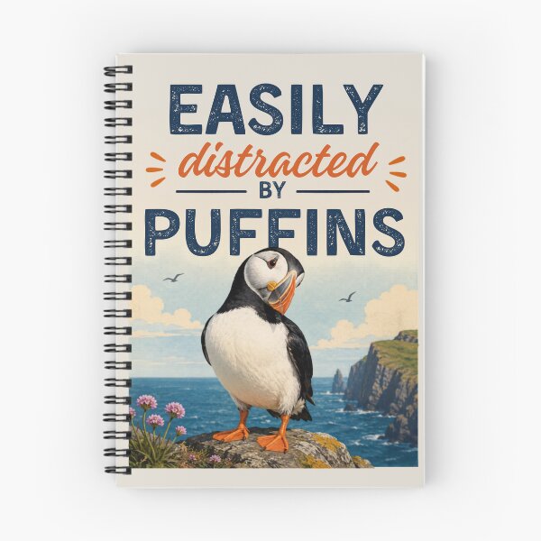 Item preview, Easily distracted by puffins on a coastal cliff designed and sold by Rue Market.