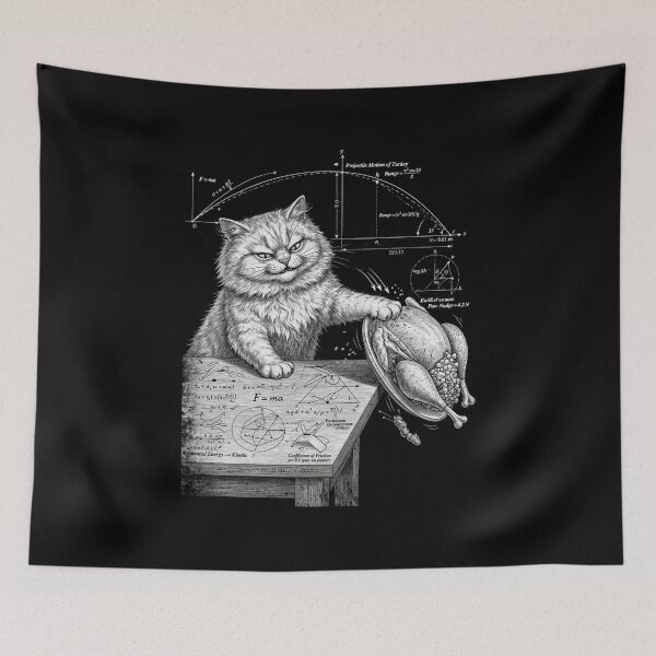 Item preview, Funny What Cats Really Think Cat Physics turkey Thanksgiving vintage designed and sold by CF_VintageDesign.