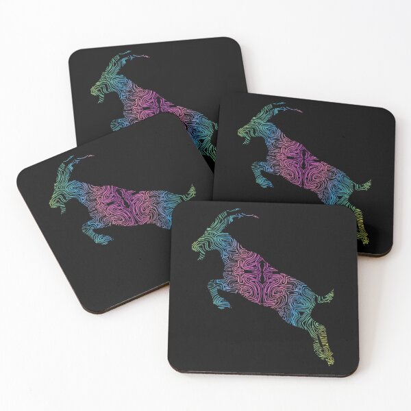 Item preview, Electric Cosmic Mountain Goat Silhouette designed and sold by QuirkyCloud Designs.