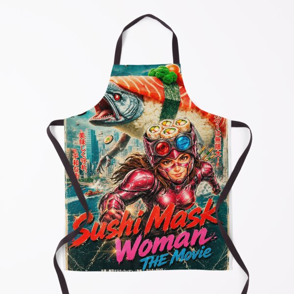Item preview, Sushi Mask Woman The Movie: Stop the Salmon Monster- Retro Comic Book Style Kaiju Art designed and sold by Surreal Characters & Cute Pups.