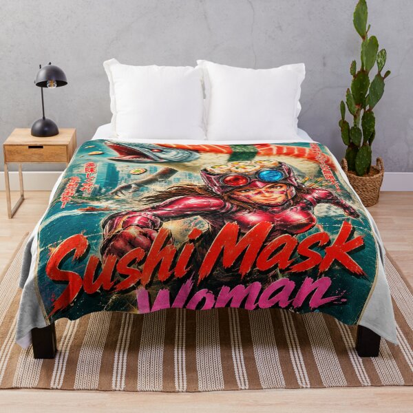 Item preview, Sushi Mask Woman The Movie: Stop the Salmon Monster- Retro Comic Book Style Kaiju Art designed and sold by Surreal Characters & Cute Pups.