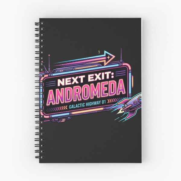 Item preview, Next Exit Andromeda Galactic Highway Neon Sign Retro Space Humor Art designed and sold by Void and Neon.