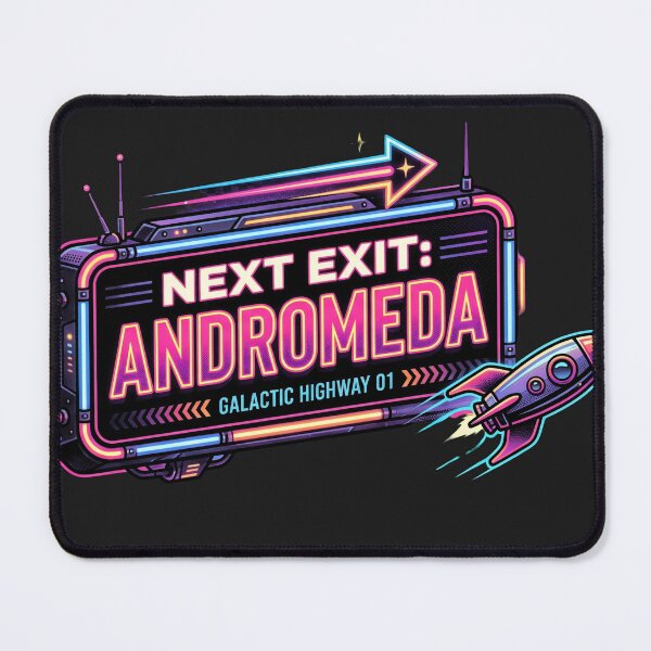 Item preview, Next Exit Andromeda Galactic Highway Neon Sign Retro Space Humor Art designed and sold by Void and Neon.