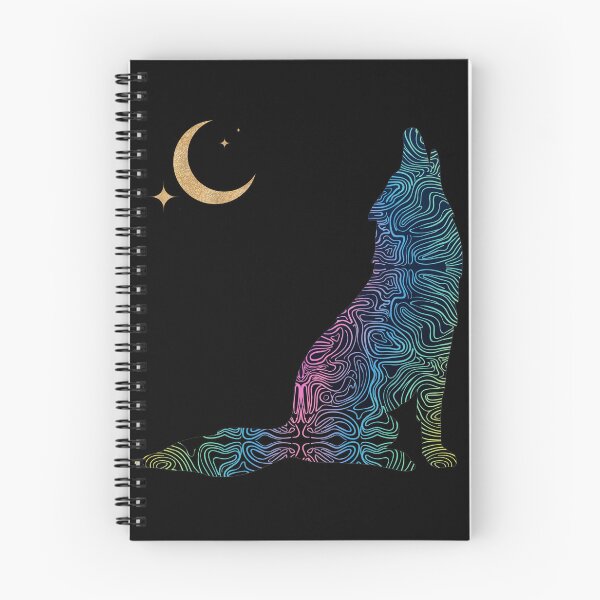 Item preview, Psychedelic Howling Fox Neon Line Art with Gold Moon designed and sold by QuirkyCloud Designs.