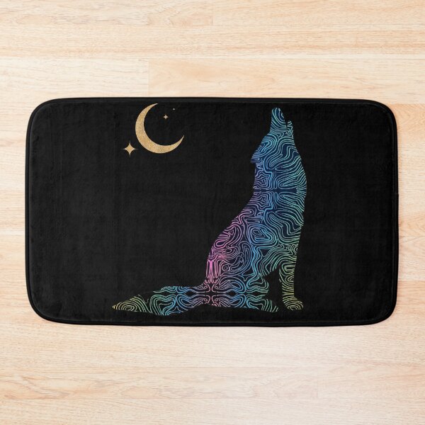 Item preview, Psychedelic Howling Fox Neon Line Art with Gold Moon designed and sold by QuirkyCloud Designs.