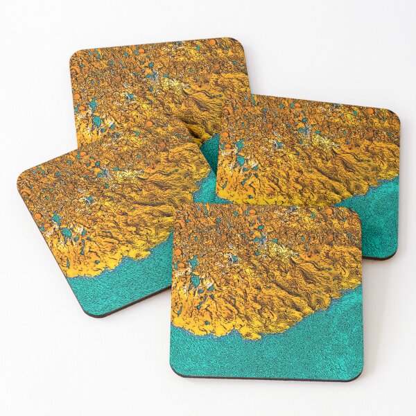 Item preview, Orange Lichen Turquoise Water designed and sold by Brightside-art.