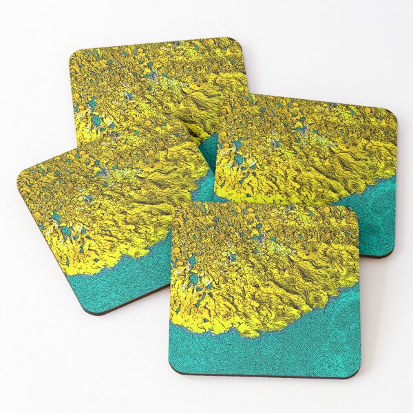 Item preview, Yellow Lichen Turquoise Water designed and sold by Brightside-art.