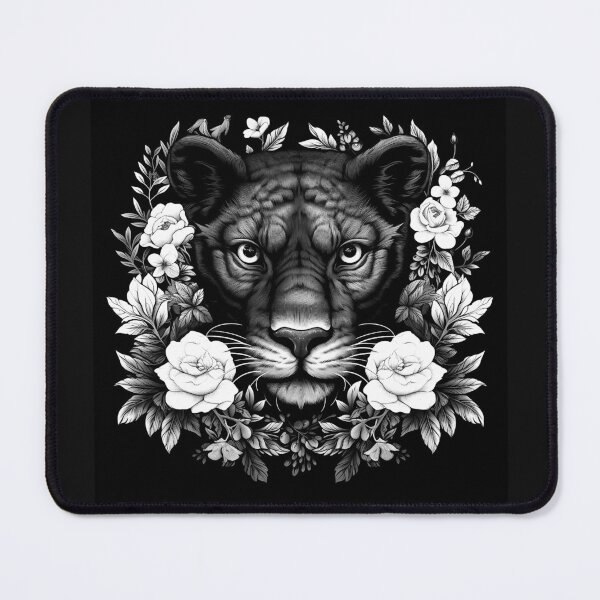Item preview, Black Panther Floral Wreath Wildlife Art designed and sold by inkoutninja.