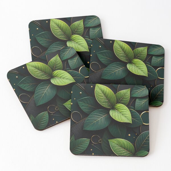 Item preview, Elegant Emerald Leaves with Gold Accents Design For designed and sold by FaisalDesigningStore.