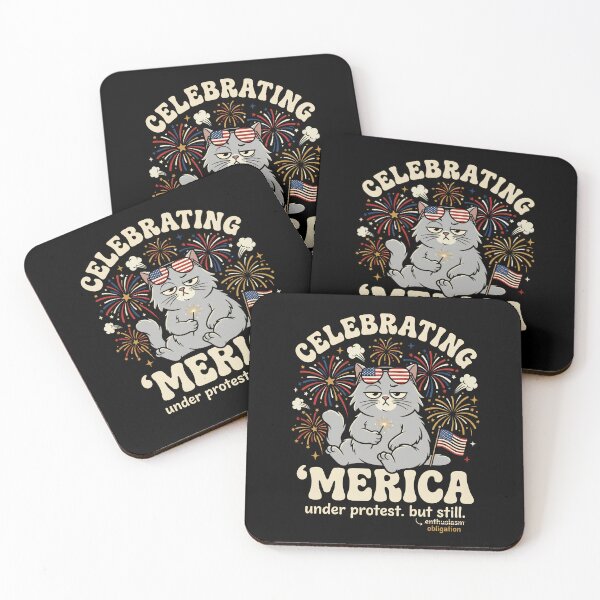 Item preview, Celebrating 'Merica Under Protest But Still – Funny Patriotic Cat 4th of July Gift designed and sold by BumbleBloom7.