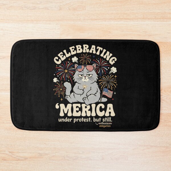 Item preview, Celebrating 'Merica Under Protest But Still – Funny Patriotic Cat 4th of July Gift designed and sold by BumbleBloom7.