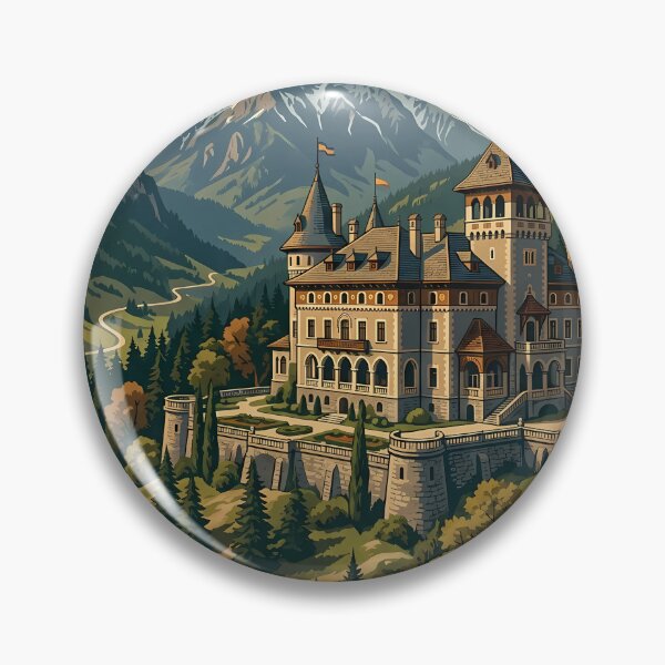 Item preview,  Cantacuzino Castle Romania Vintage Travel Poster designed and sold by Ar0undTheW0rld.