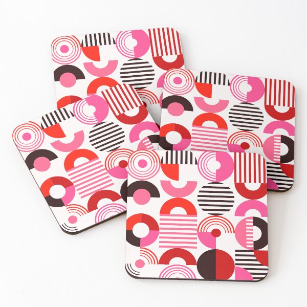 Item preview, Pink, Black, And Red Mid-Century Mod Bauhaus Geometric designed and sold by DEC02.