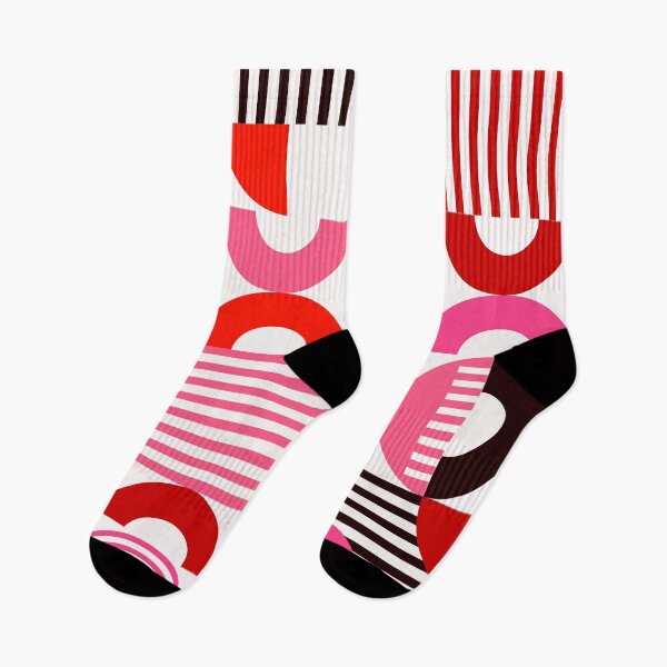 Artikelvorschau, Rosa, Schwarz und Rot Mid-Century Mod Bauhaus Geometrisch entworfen und verkauft von DEC02.