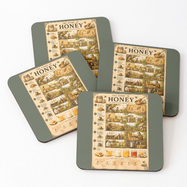 Item preview, Vintage Honey History Botanical Infographic Poster⁠ designed and sold by Easternpantry.