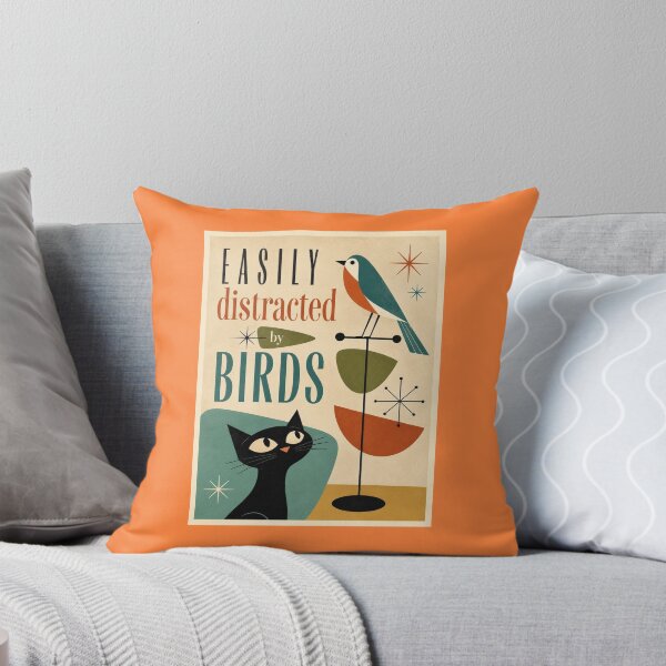 Item preview, Easily distracted by birds vintage cat poster designed and sold by Rue Market.
