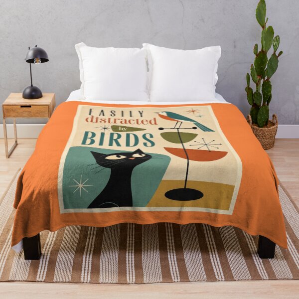 Item preview, Easily distracted by birds vintage cat poster designed and sold by Rue Market.