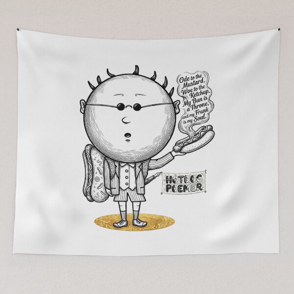 Item preview, Hot Dog Poemer - Melancholy & Mustard designed and sold by Surreal Characters & Cute Pups.