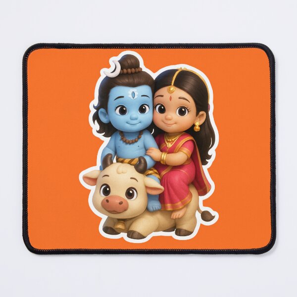 Item preview, Cute Baby Shiva Parvati on Nandi 3D Art designed and sold by krazzyremo.